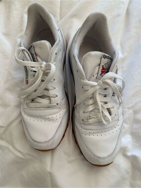 Reebok Classic Leather Shoes Sneakers Size Men's 9.5 Women's 11 Unisex White/Gum